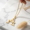 Custom Engraved Letter Pendant Necklace with Hearts
