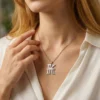 Custom Engraved Letter Pendant Necklace with Hearts
