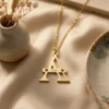 Custom Engraved Letter Pendant Necklace with Hearts