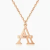 Custom Engraved Letter Pendant Necklace with Hearts