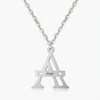 Custom Engraved Letter Pendant Necklace with Hearts