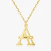 Custom Engraved Letter Pendant Necklace with Hearts