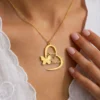Custom Two Name Gold Plated Heart & Butterfly Necklace