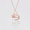 Custom Two Name Gold Plated Heart & Butterfly Necklace