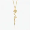 Custom Vertical Birth Flower Name Necklace