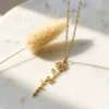 Custom Vertical Birth Flower Name Necklace