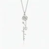 Custom Vertical Birth Flower Name Necklace