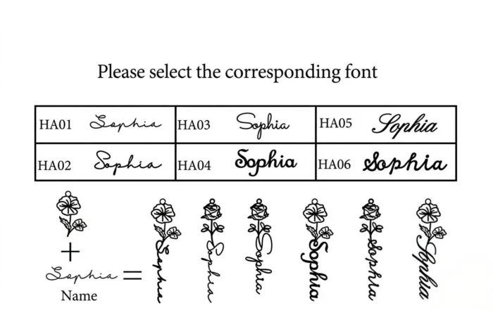 Custom Vertical Birth Flower Name Necklace