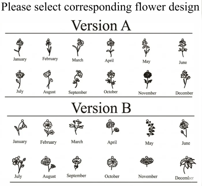 Custom Vertical Birth Flower Name Necklace