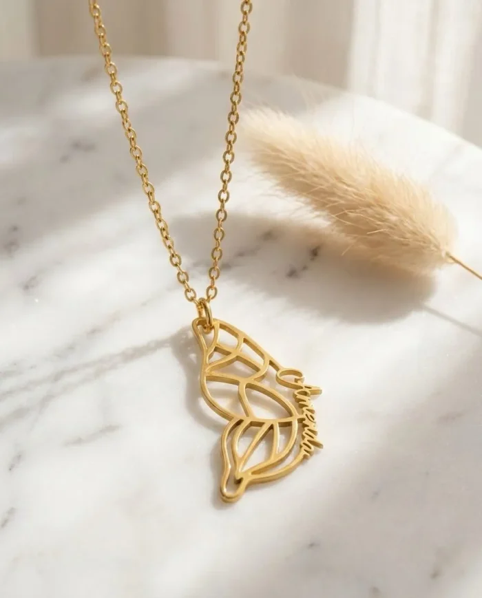 Custom Dainty Name Butterfly Necklace