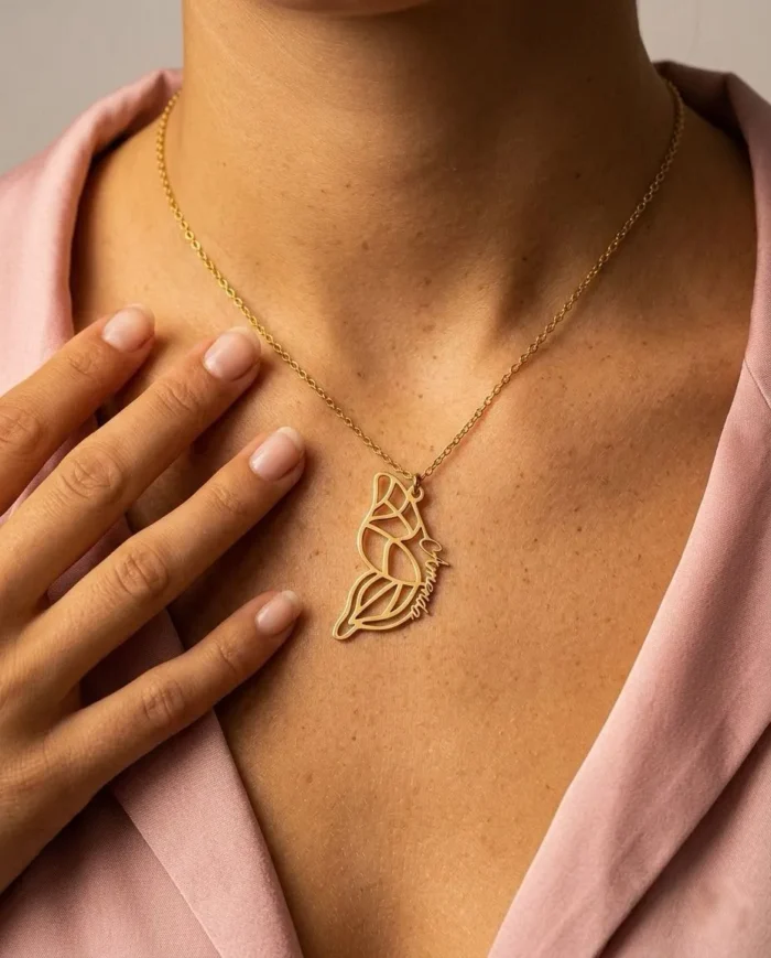 Custom Dainty Name Butterfly Necklace