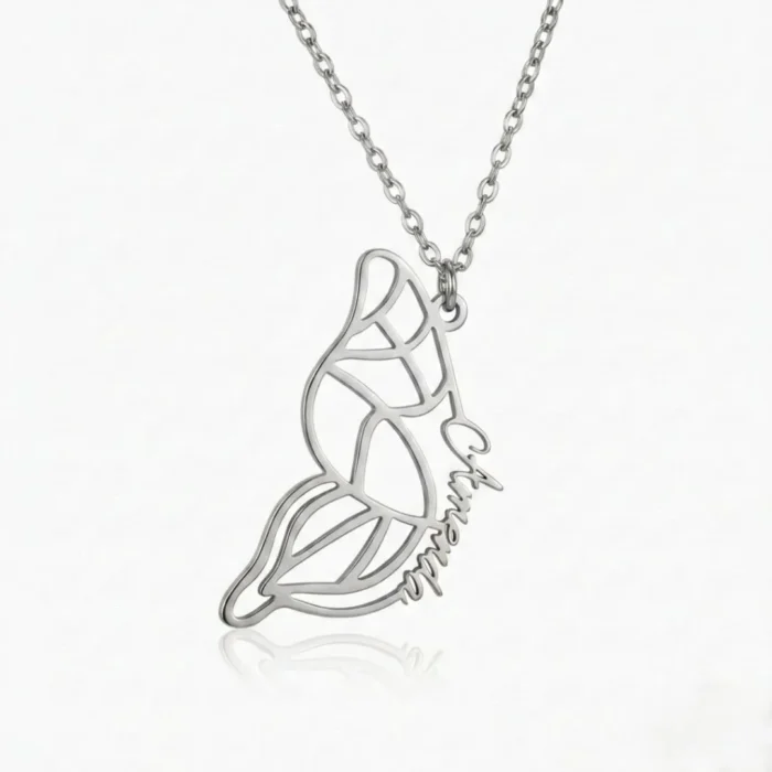 Custom Dainty Name Butterfly Necklace