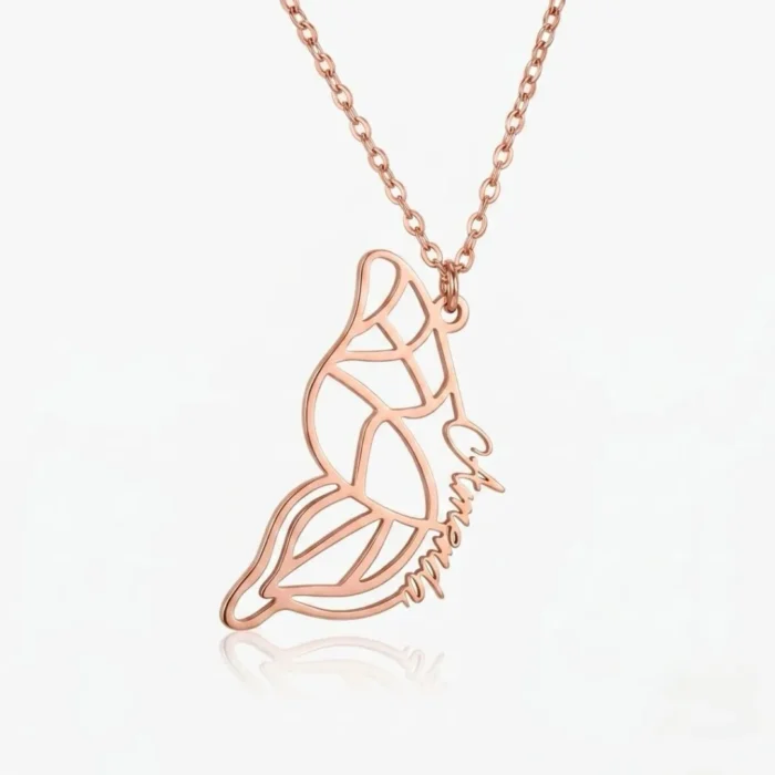 Custom Dainty Name Butterfly Necklace