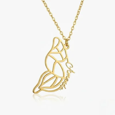 Custom Dainty Name Butterfly Necklace