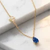 Dainty Custom Birthstone Teardrop Jewerly Name Necklace